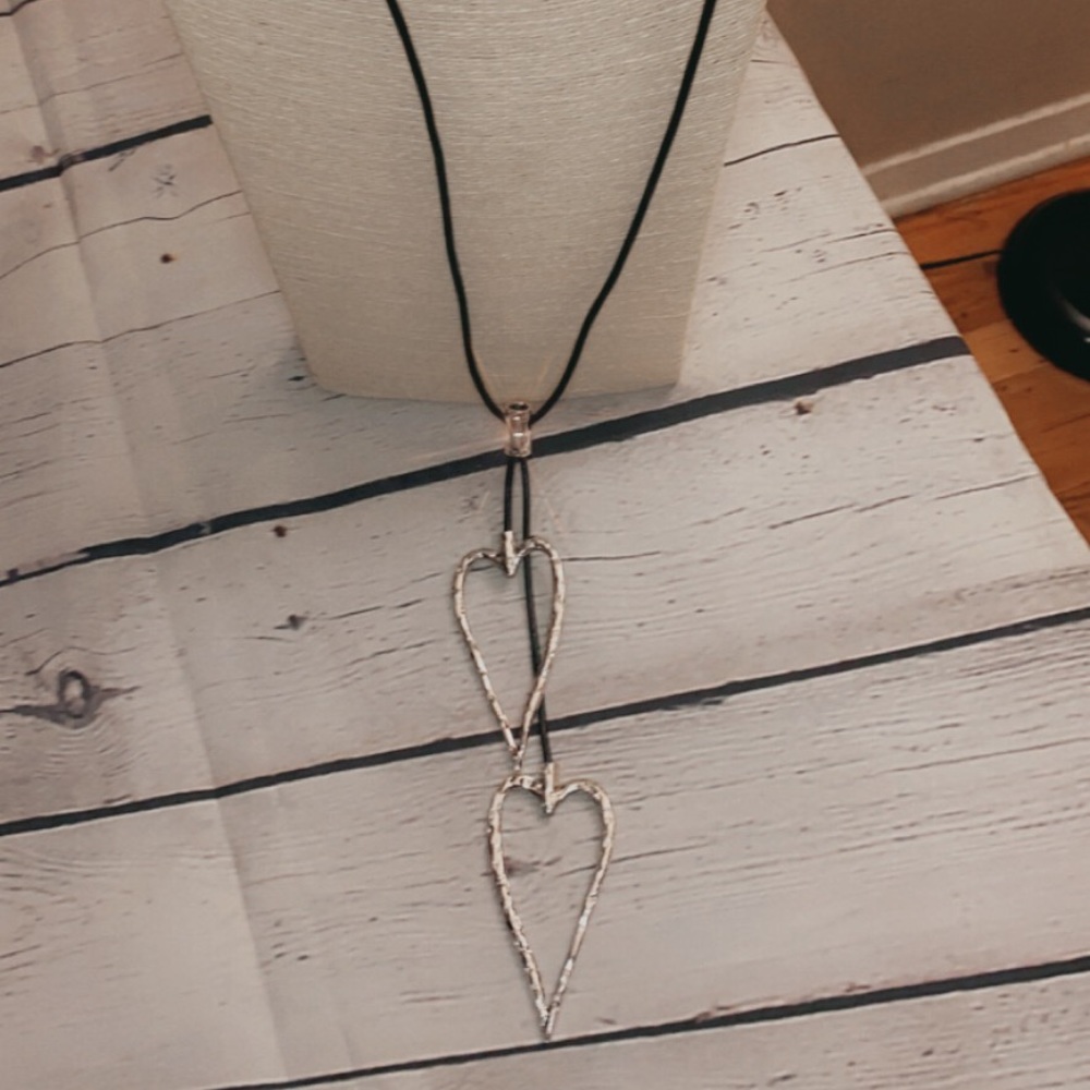 Black Leather Hearted Necklace
